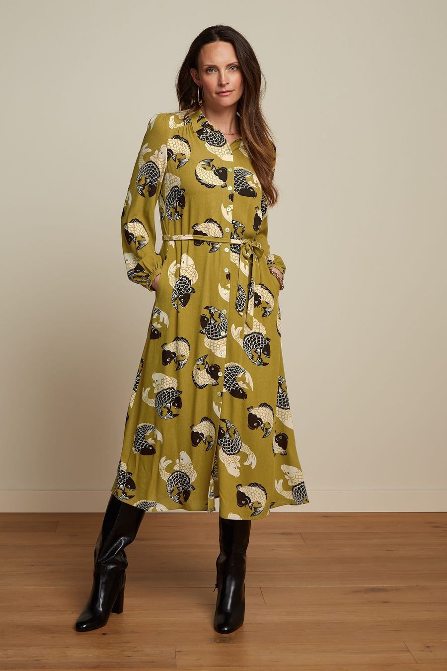 King Louie Kleid Carina Koi Charteuse Yellow