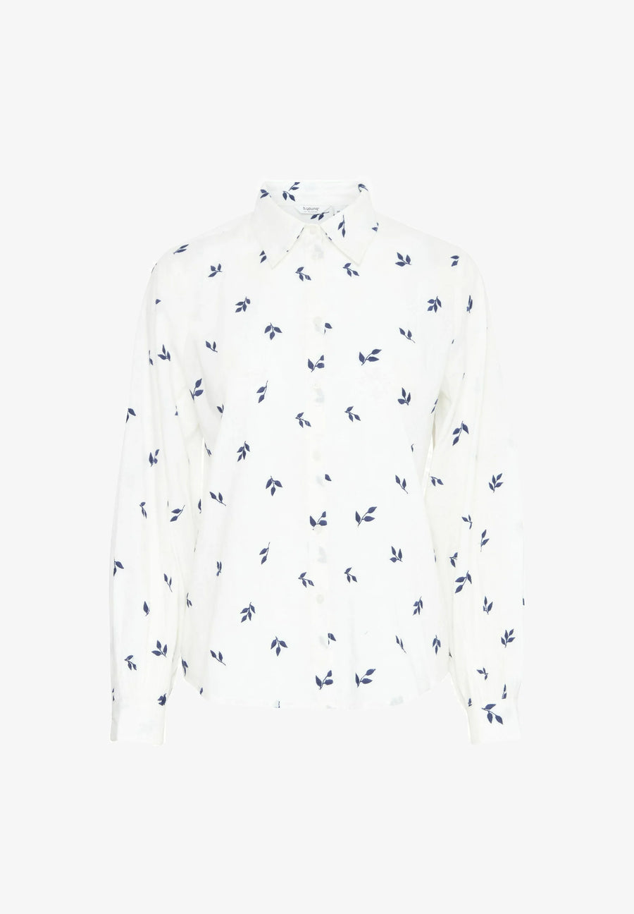 B.young Byjadis Bluse Medieval Blue Leaf, weiß