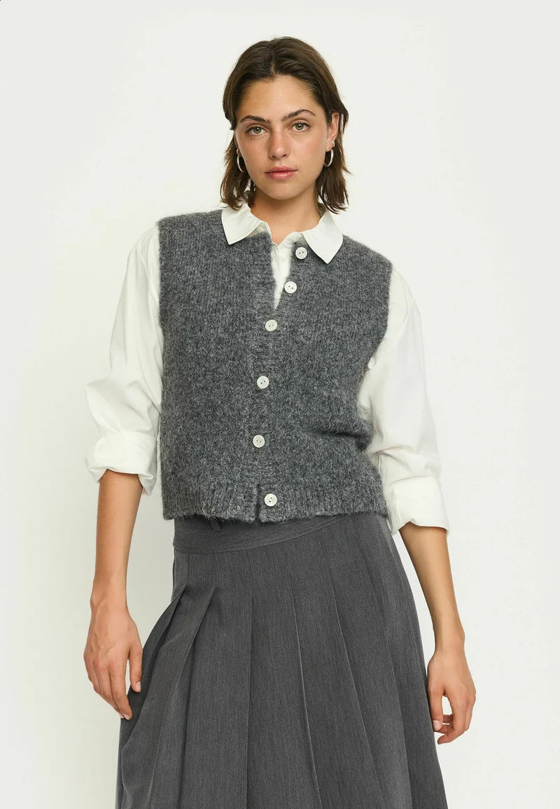 Soft Rebels SRCamilla Vest Knit, Weste, dark grey melange