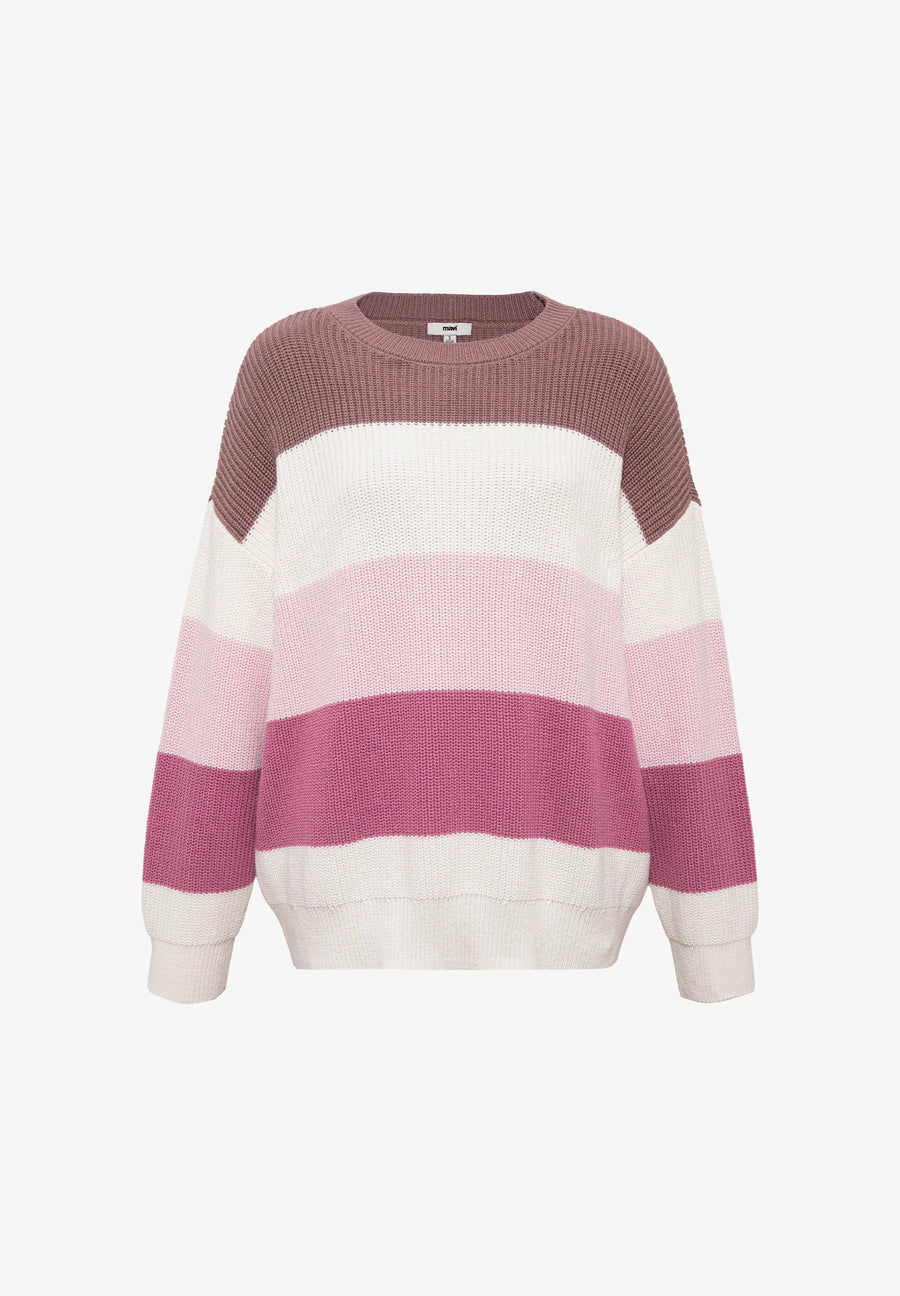 Mavi Strickpullover rosa creme braun Blockstreifen