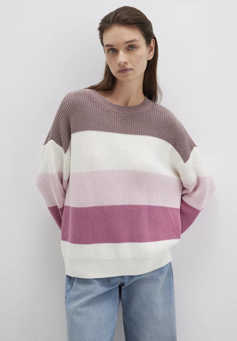 Mavi Strickpullover rosa creme braun Blockstreifen