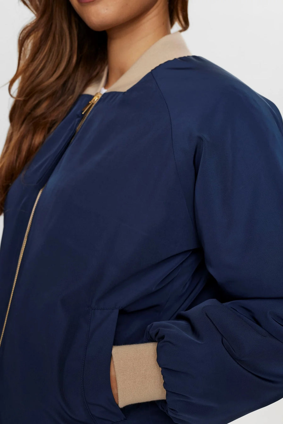 Nümph NUetera Wendejacke dark sapphire, Teddy brown