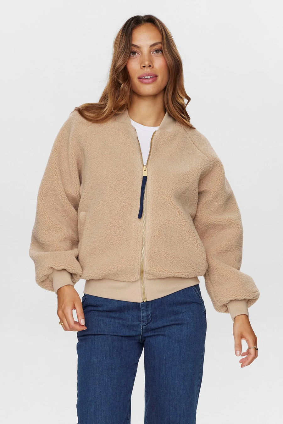 Nümph NUetera Wendejacke dark sapphire, Teddy brown