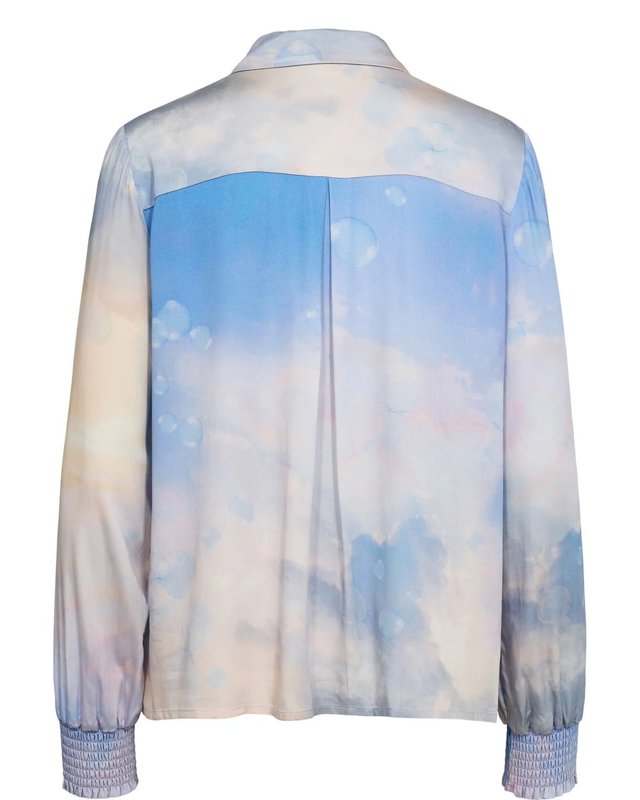 Nümph Nucloudya Shirt Bluse, Cerulean, blau mit Wolkenmotiv