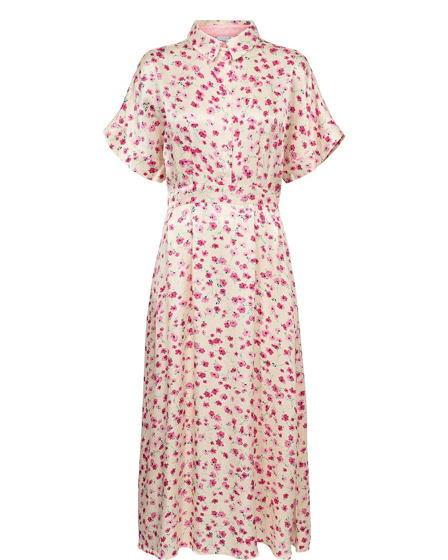 Nümph Nutwinkle Dress, Kleid, ecru, geblümt, rosa