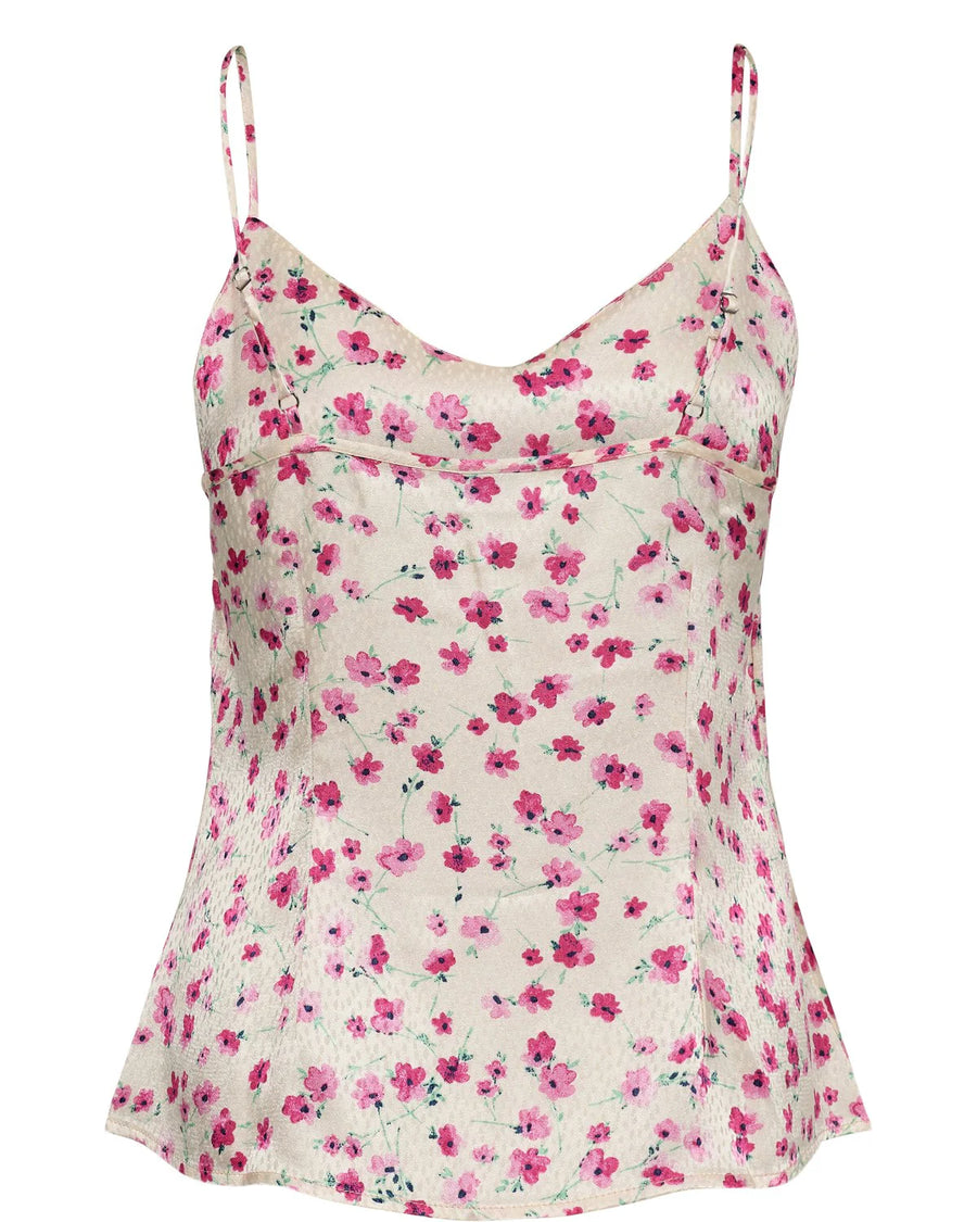 Nümph Nutwinkle Strap Top, ecru, geblümt rosa