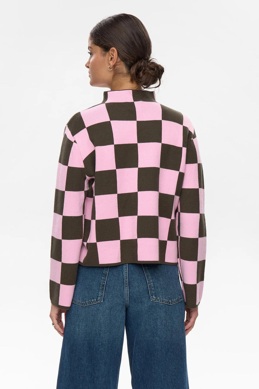 Nümph Nuciri Pullover grape leaf, rosa braun kariert