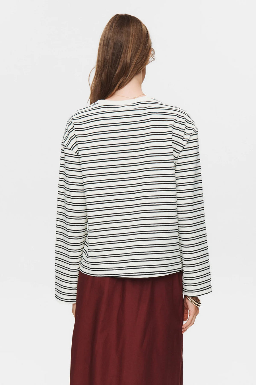 Nümph Numacie Sweatshirt cloud dancer, gestreift