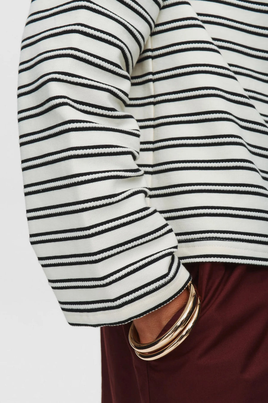 Nümph Numacie Sweatshirt cloud dancer, gestreift