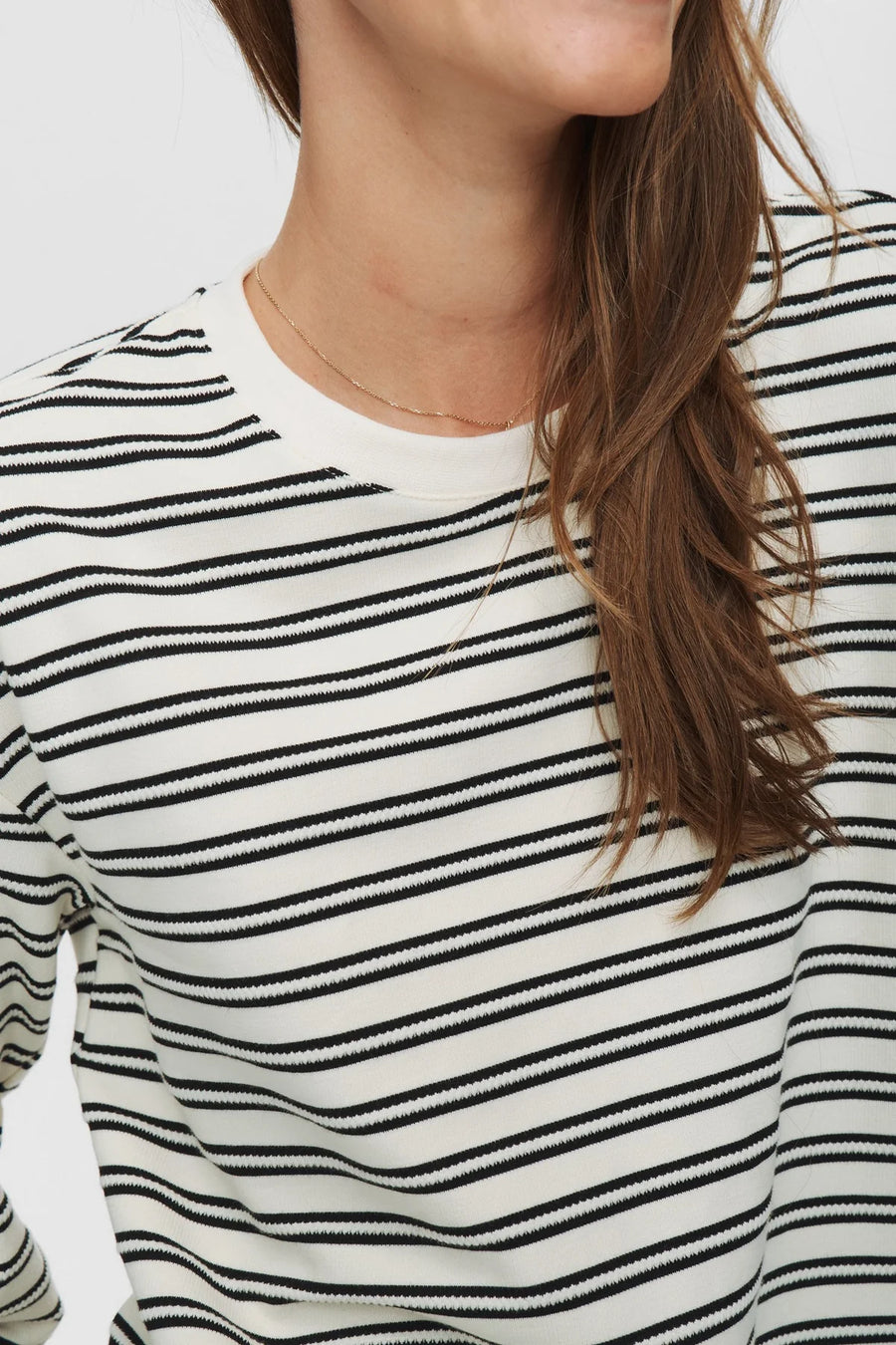 Nümph Numacie Sweatshirt cloud dancer, gestreift