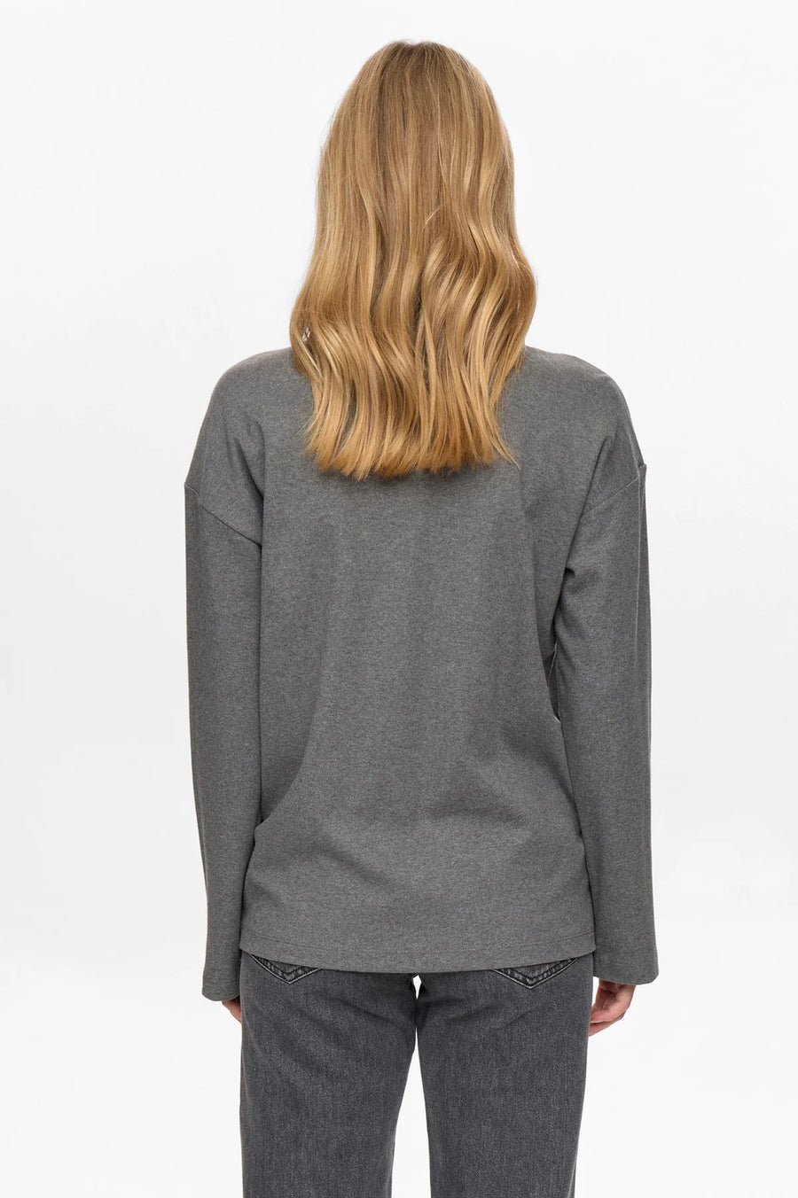 Nümph Nugira Langarmshirt dark grey mel