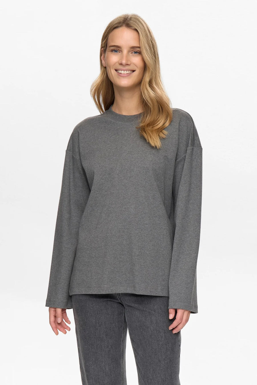 Nümph Nugira Langarmshirt dark grey mel