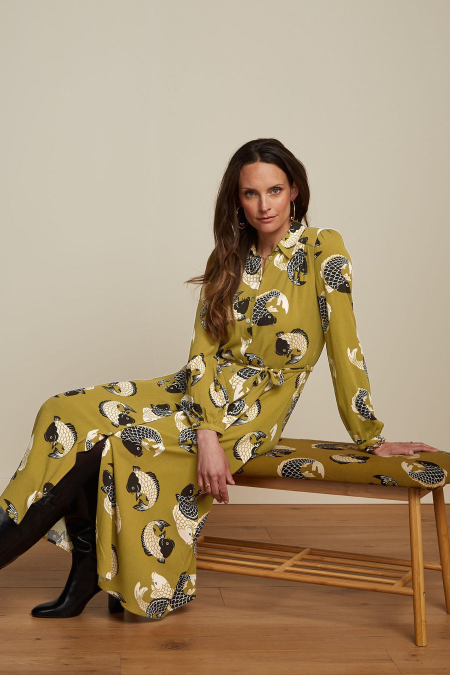 King Louie Kleid Carina Koi Charteuse Yellow