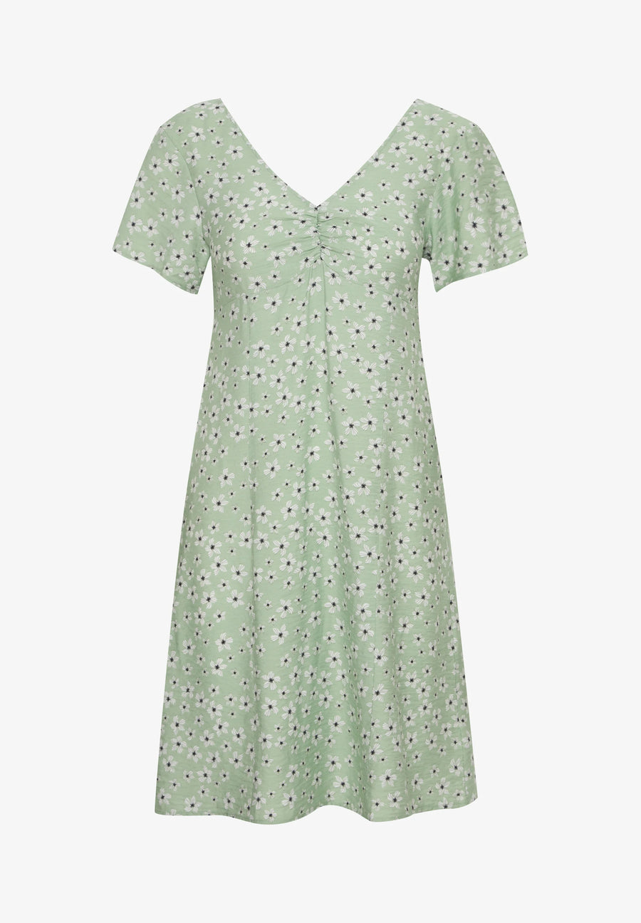 B.young Byibano Short Dress fair green flowers mix Kleid