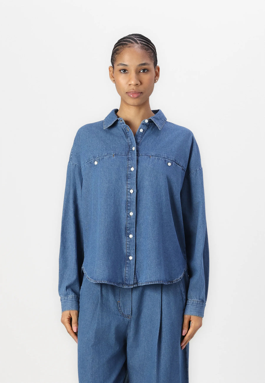 ICHI Iharcher Shirt, Bluse Jeans, light blue washed