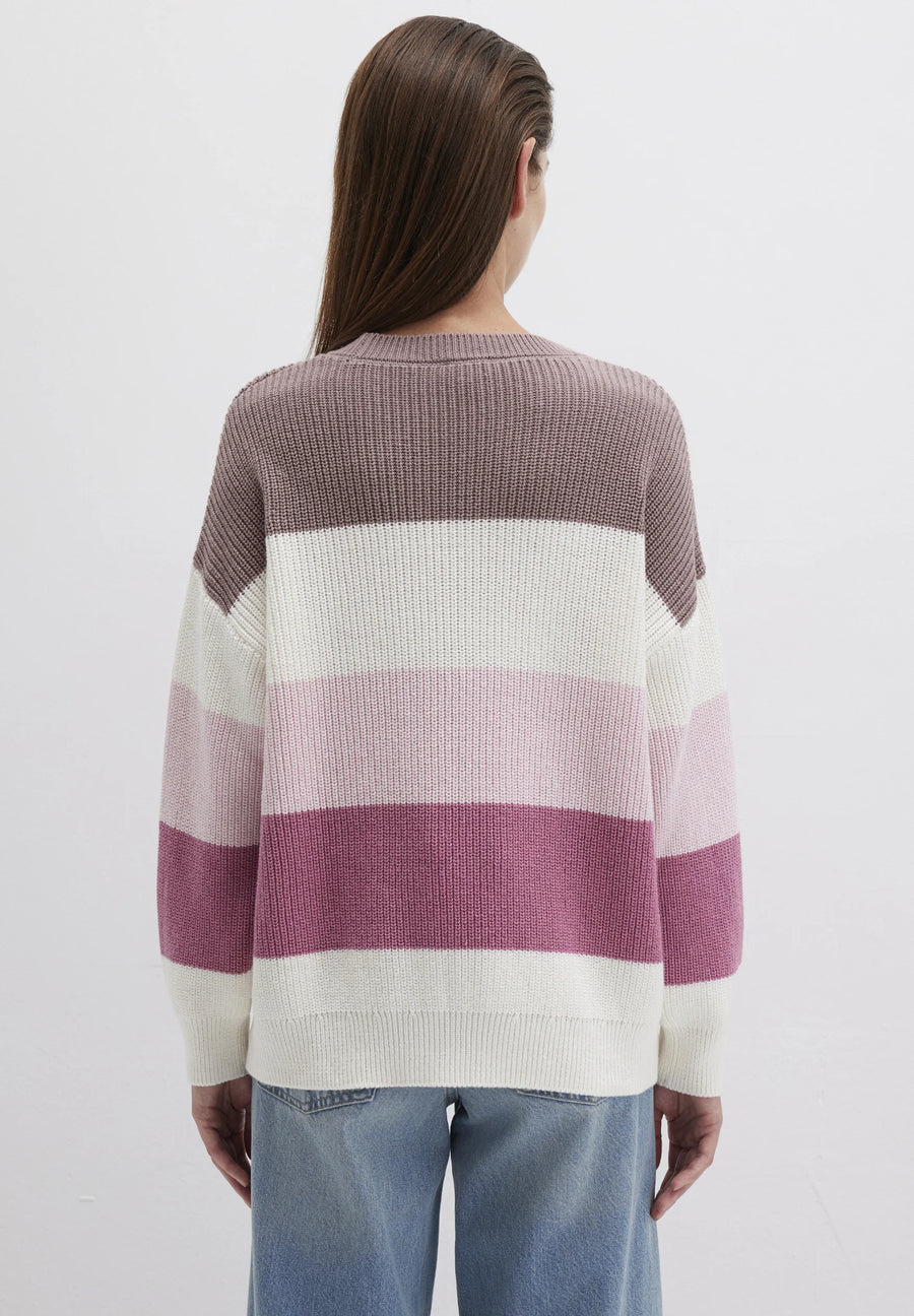 Mavi Strickpullover rosa creme braun Blockstreifen