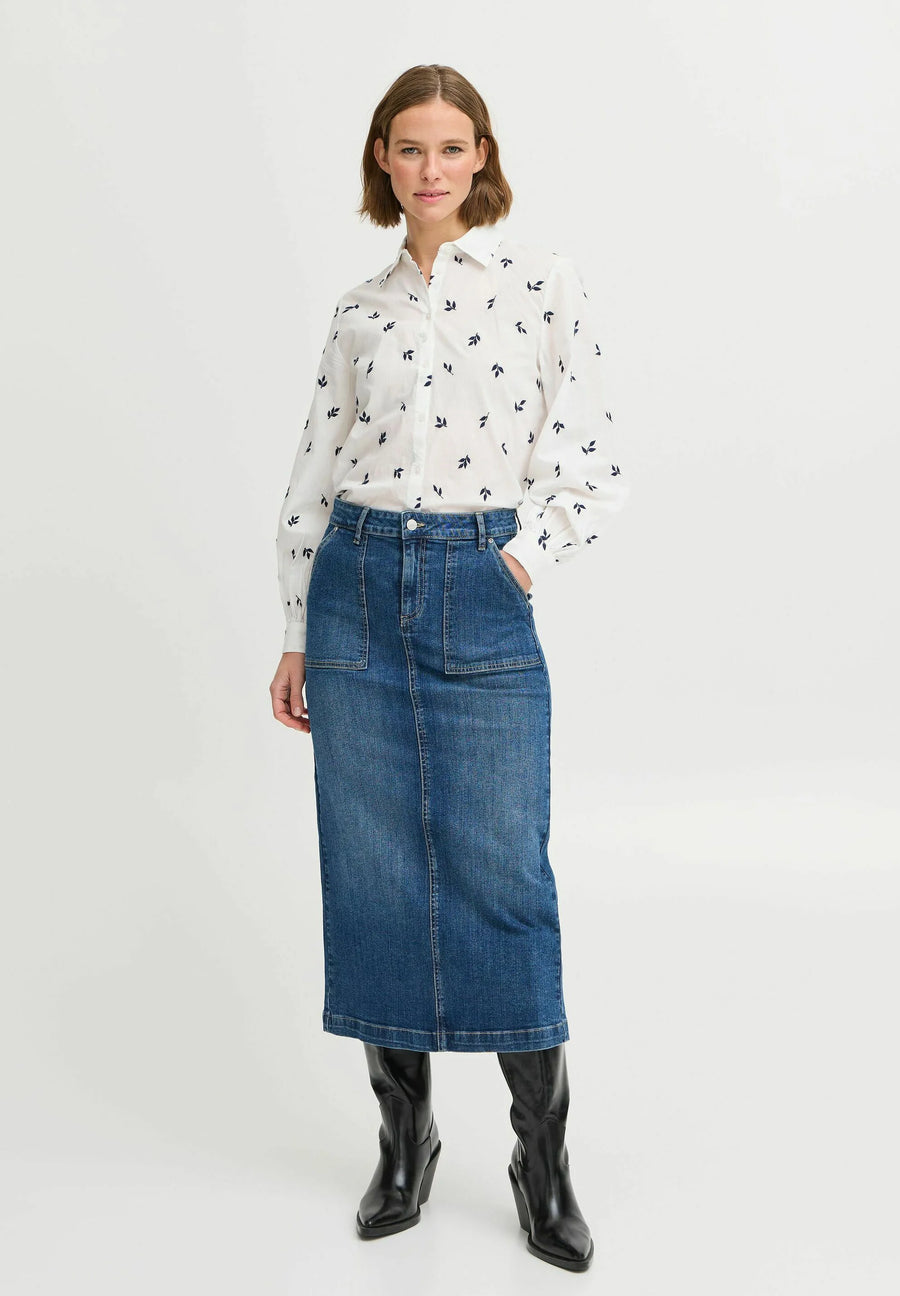 B.young Byjadis Bluse Medieval Blue Leaf, weiß