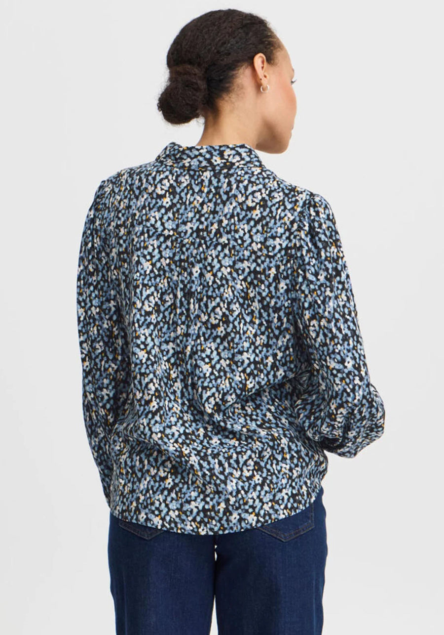 B.young Byjosa Puff Shirt, Bluse, dusty blue flower mix