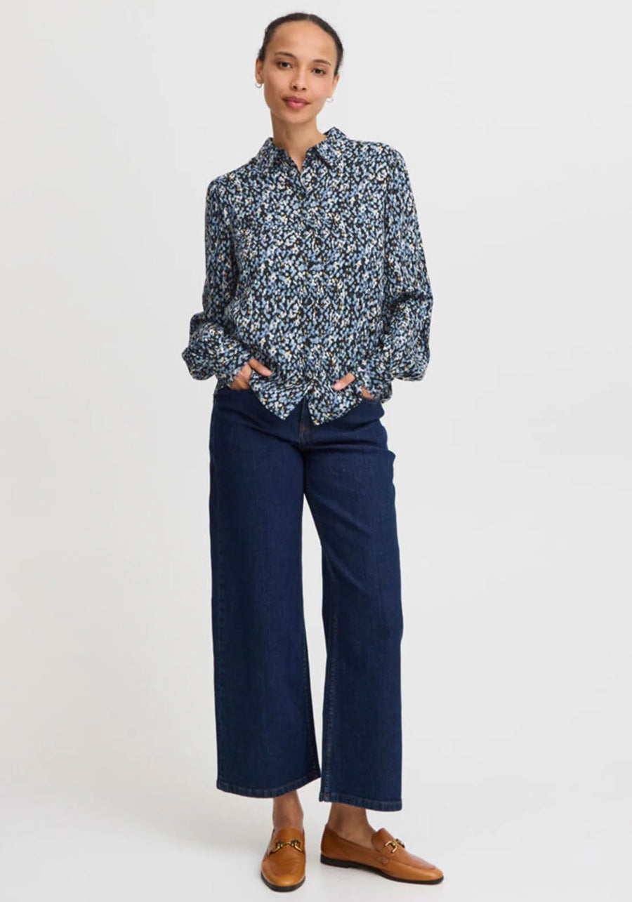 B.young Byjosa Puff Shirt, Bluse, dusty blue flower mix