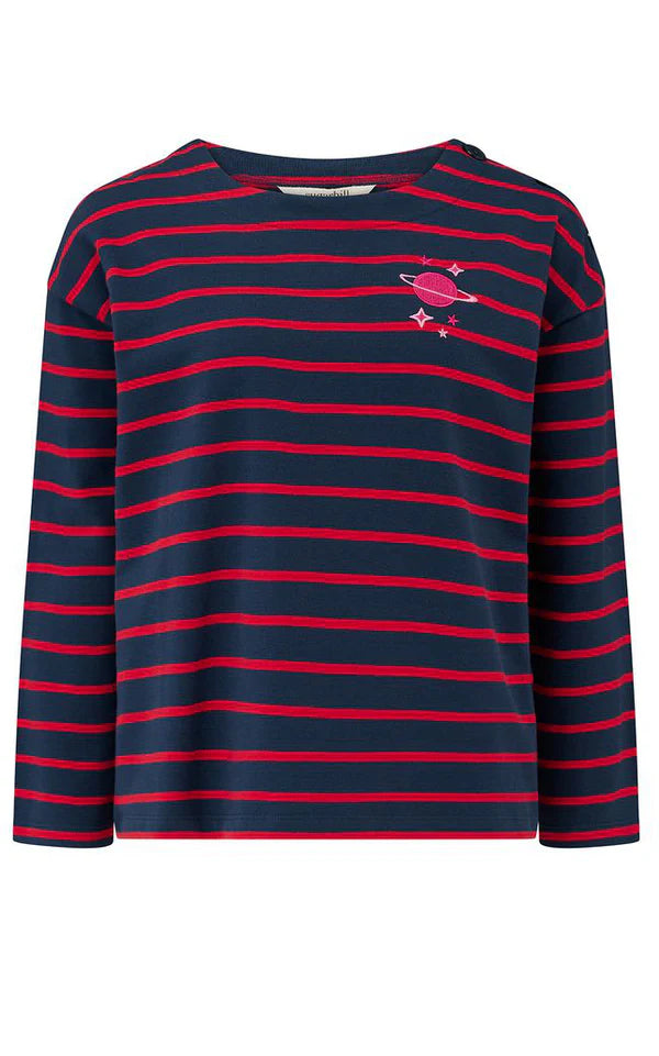 Sugarhill Celine Jerseyshirt, Langarm, navy red, Planet