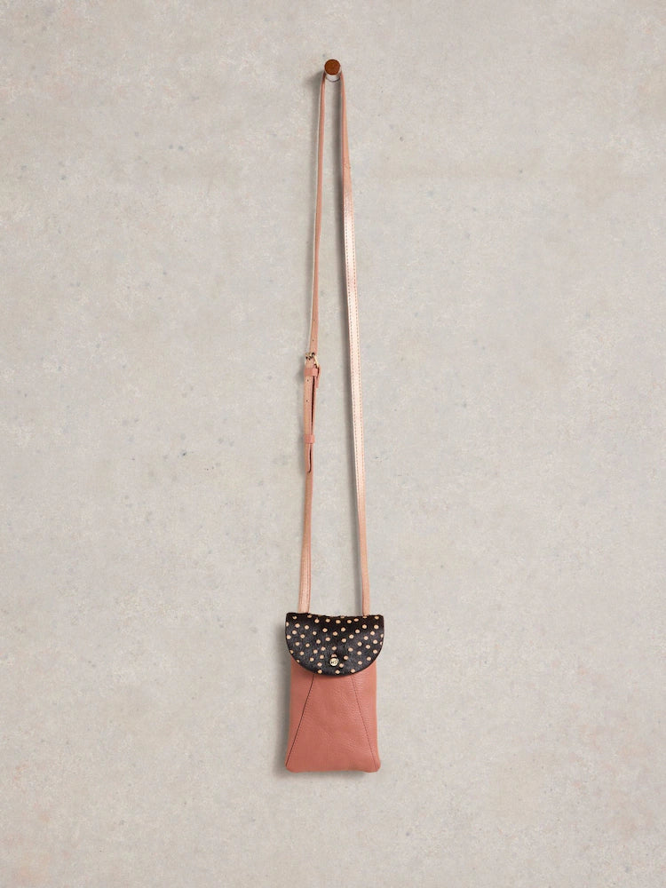 White Stuff Coco Leather Phone Bag pink mlt