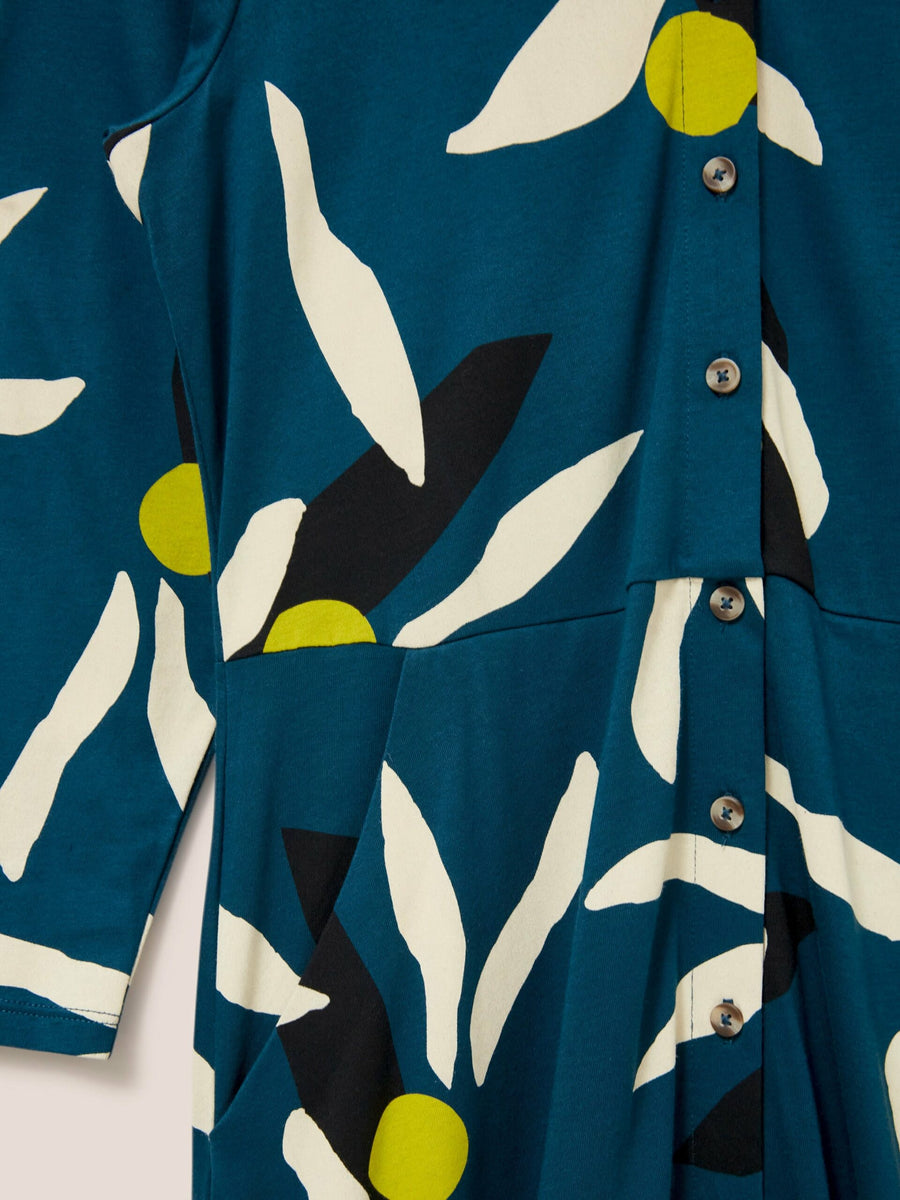 White Stuff Rua Jersey Kleid teal petrol