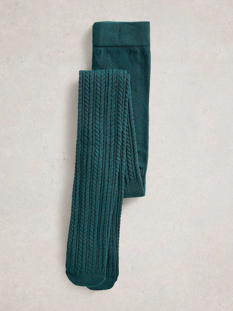 White Stuff Patty Pattern Tights Cable dk teal