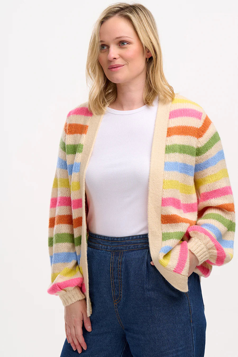 Sugarhill Yvette Cardigan cream multi soft rainbow