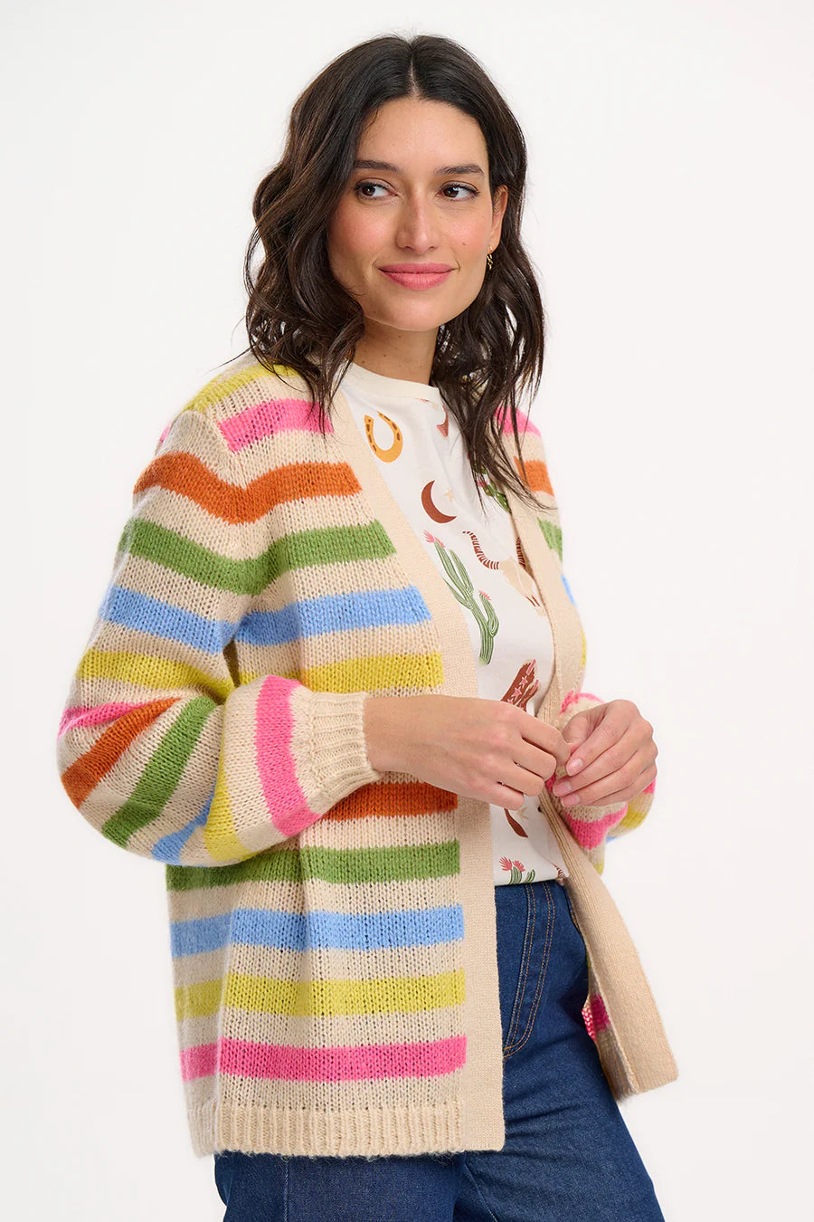 Sugarhill Yvette Cardigan cream multi soft rainbow