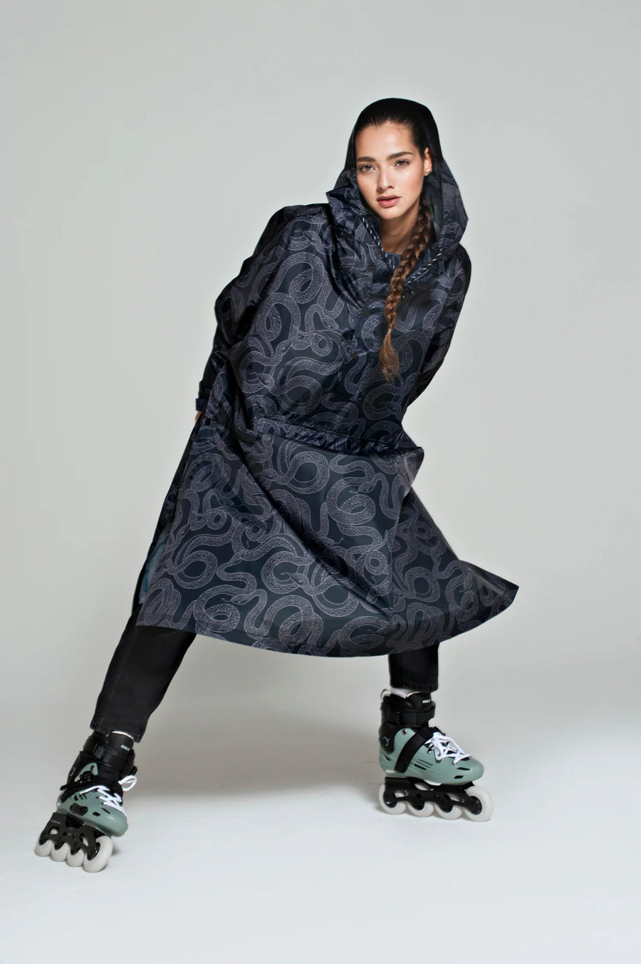 Rainkiss Regenponcho Snakes on a Poncho, schwarz