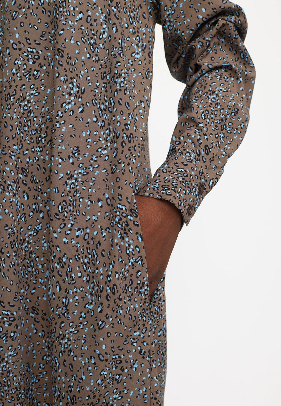 Soft Rebels Sramiri Kleid, printed Mini Leo Print, braun blau