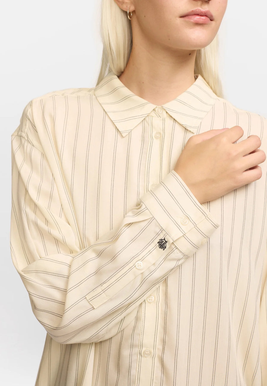 Soft Rebels SRMargot Striped Shirt, Black and Arctic Wolf