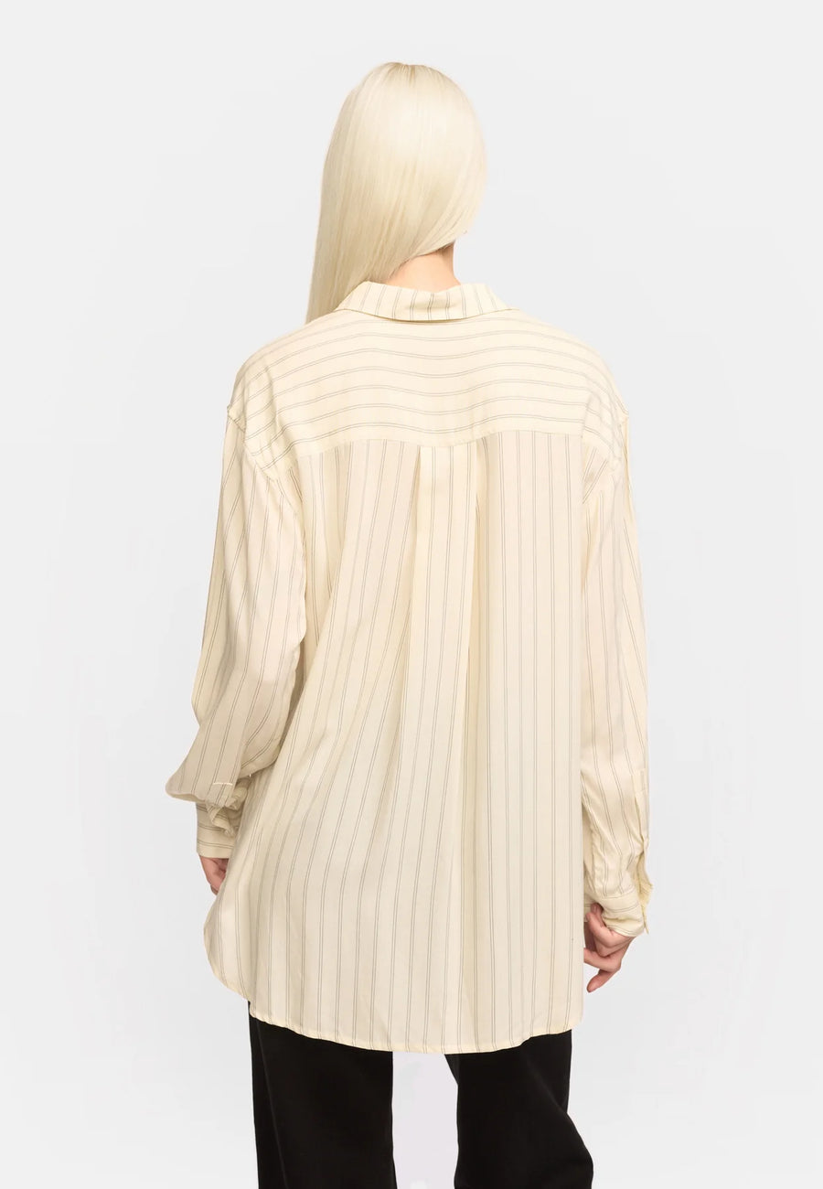 Soft Rebels SRMargot Striped Shirt, Black and Arctic Wolf