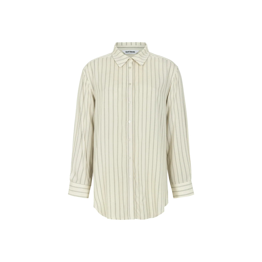 Soft Rebels SRMargot Striped Shirt, Black and Arctic Wolf
