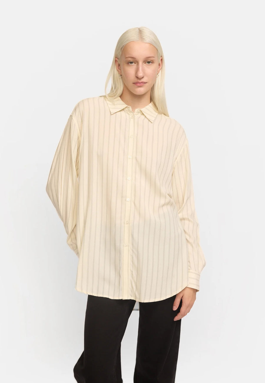 Soft Rebels SRMargot Striped Shirt, Black and Arctic Wolf