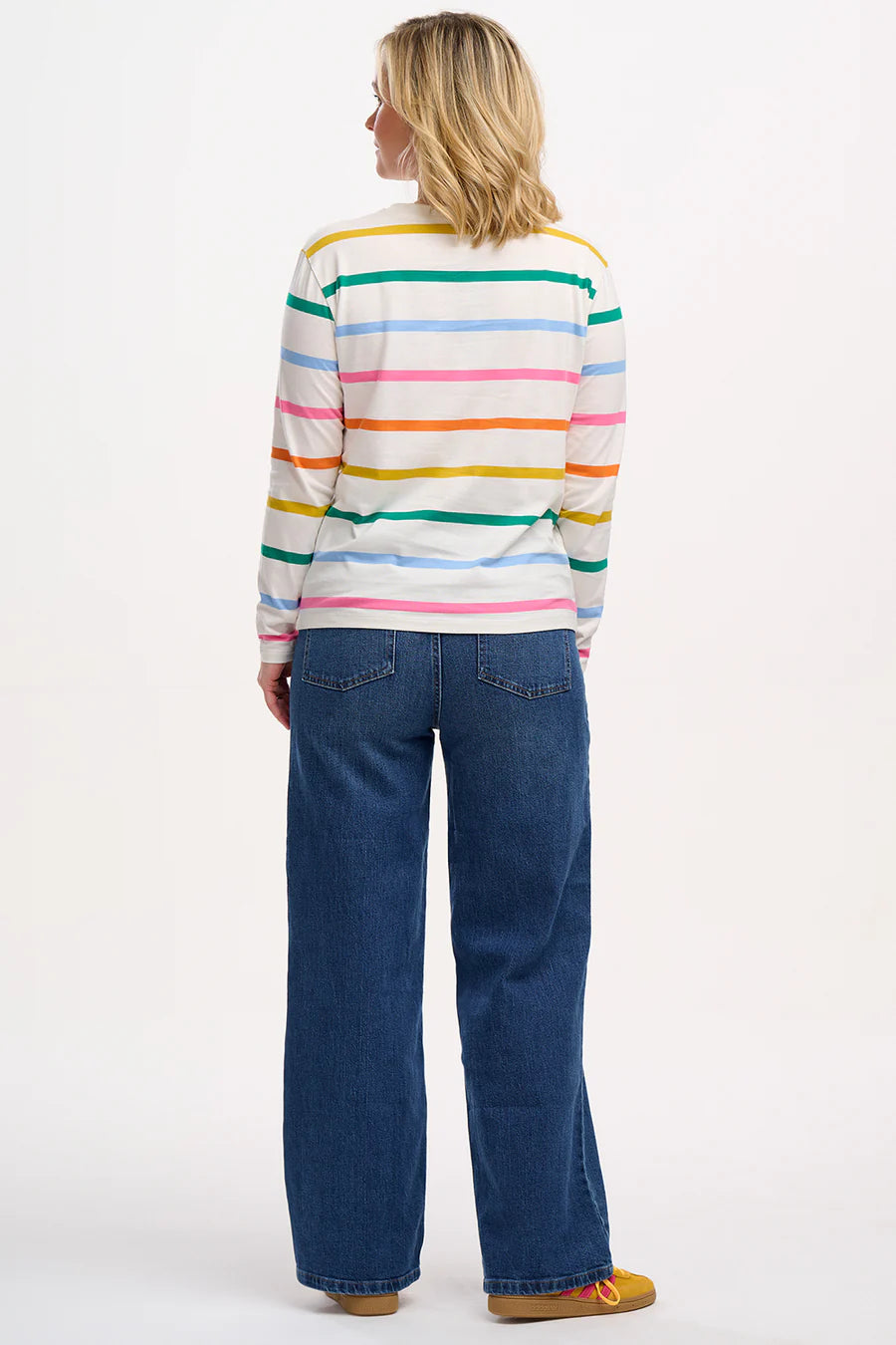 Sugarhill Brunswick Jersey Top off white rainbow stripe