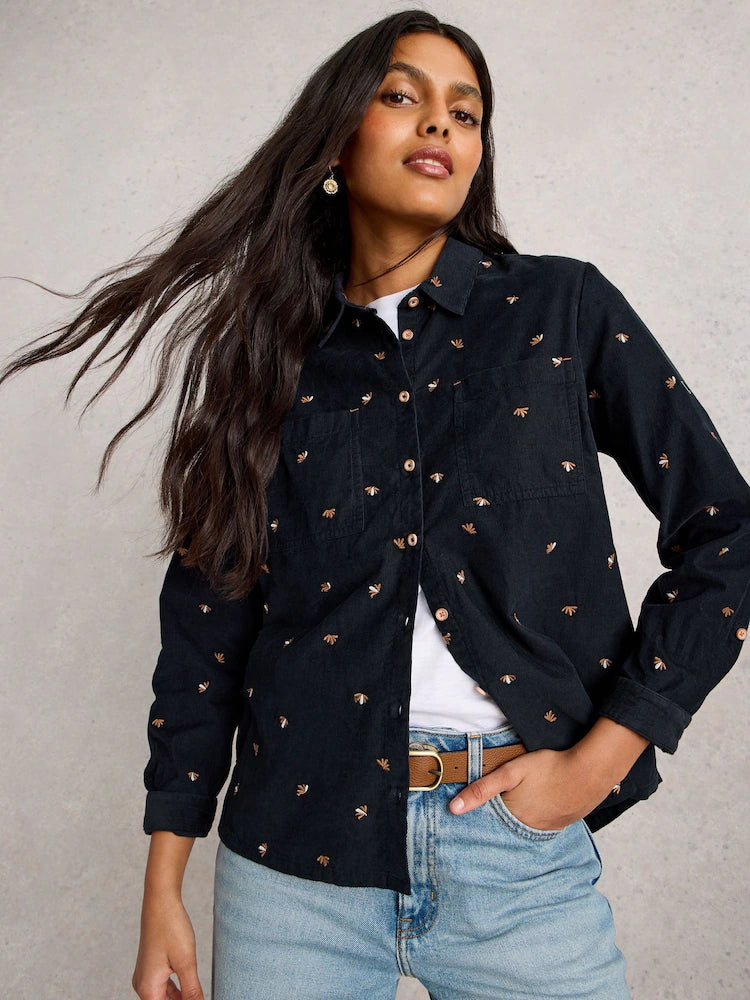 White Stuff Sophie Cordbluse navy mlt