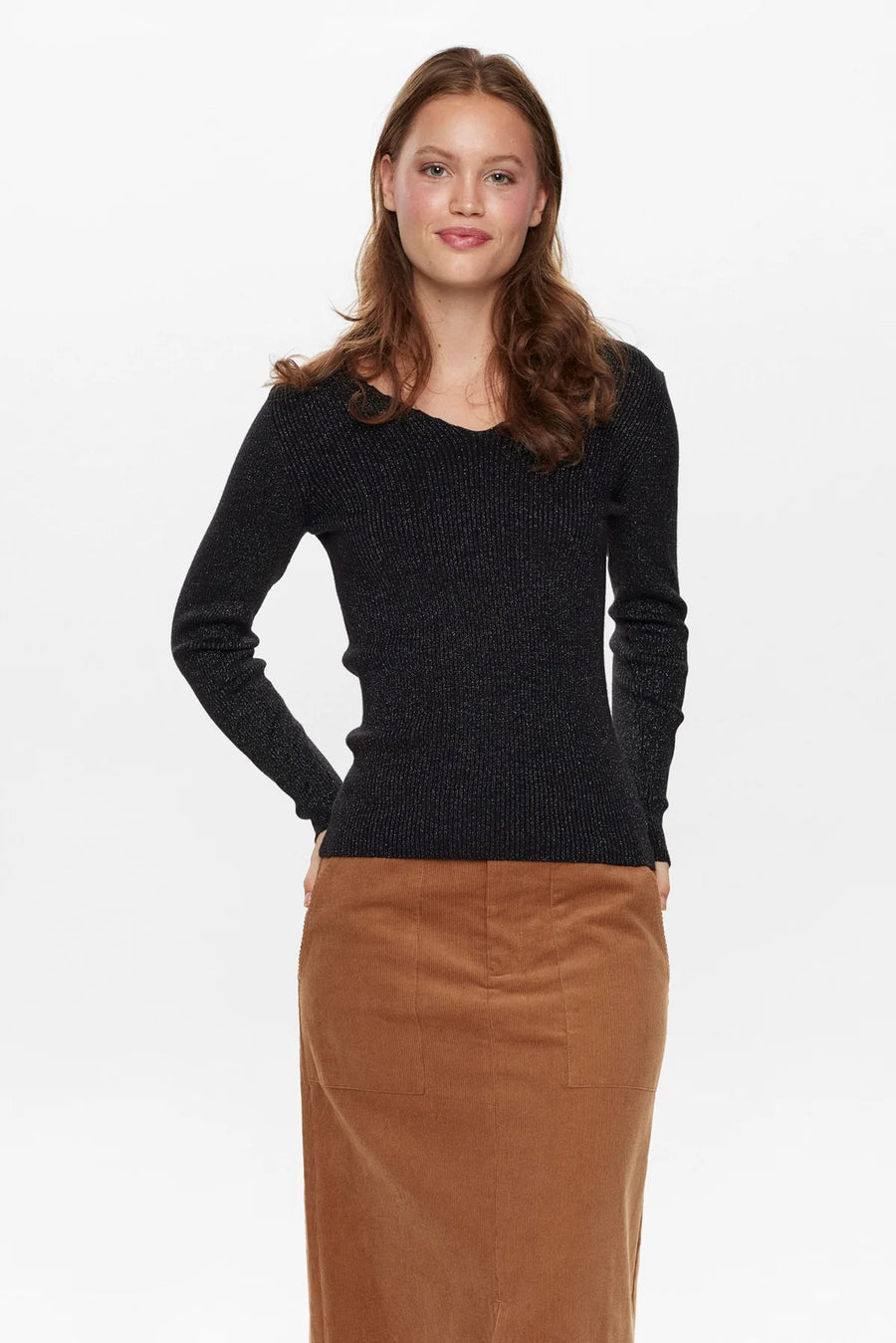 Nümph Nuayelet Lurex Pullover schwarz mit Glitzer