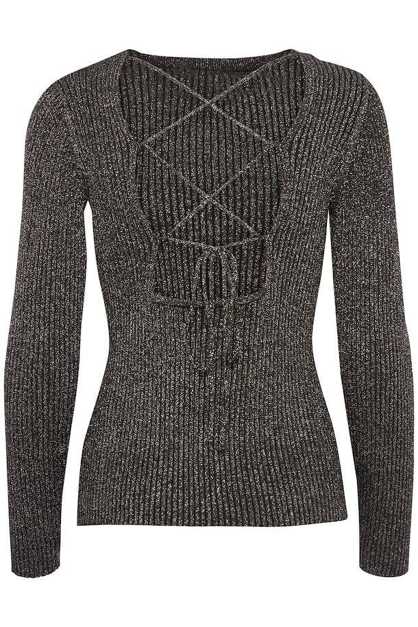 ICHI Ihcosimo Pullover silber schwarz mit Glitzer