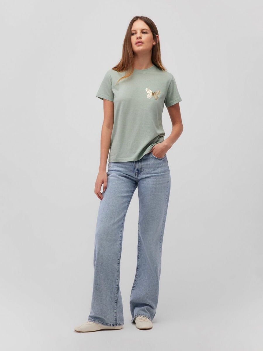 Mavi T-Shirt sage green mit goldenem Schmetterling