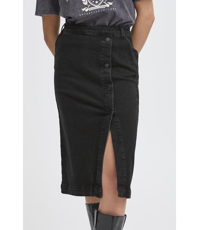 B.young Bylara Button Skirt, black denim