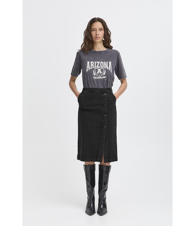 B.young Bylara Button Skirt, black denim