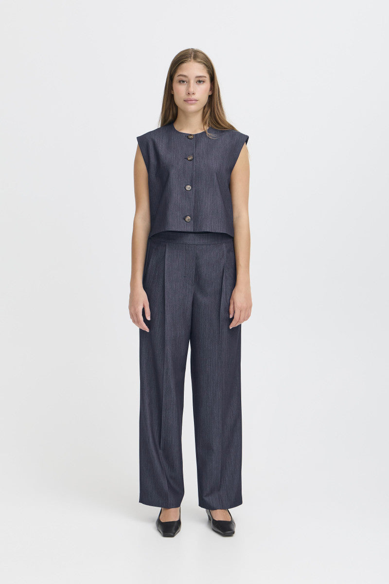 ICHI Ihjumi Stoffhose dark blue