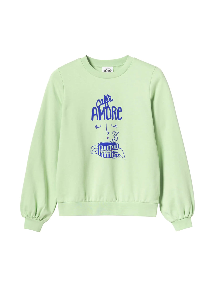 Mademoiselle Yeye Caffe Amore Sweatshirt, pistachio green