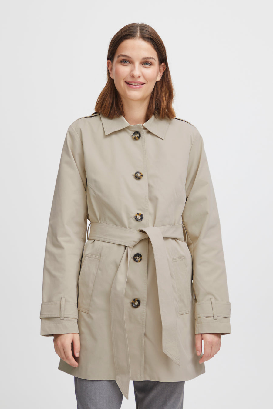 B.young Byamona Mac Coat Trenchcoat cement beige Jacke