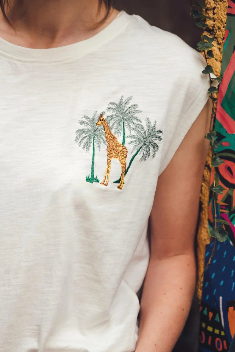 Sugarhill Chrissy Relaxed Tank T-Shirt jungle, off white, Giraffe