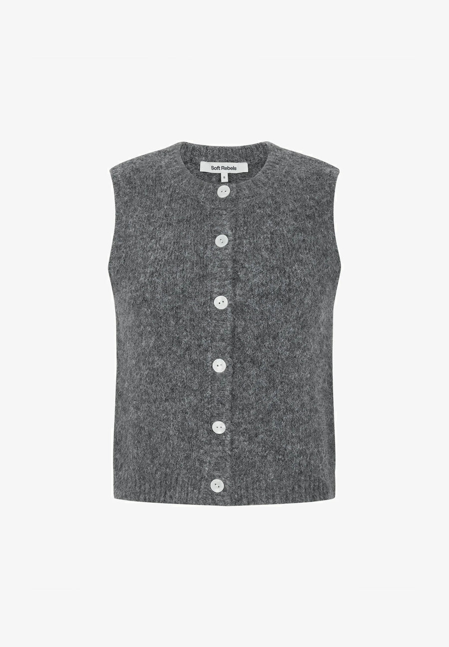 Soft Rebels SRCamilla Vest Knit, Weste, dark grey melange