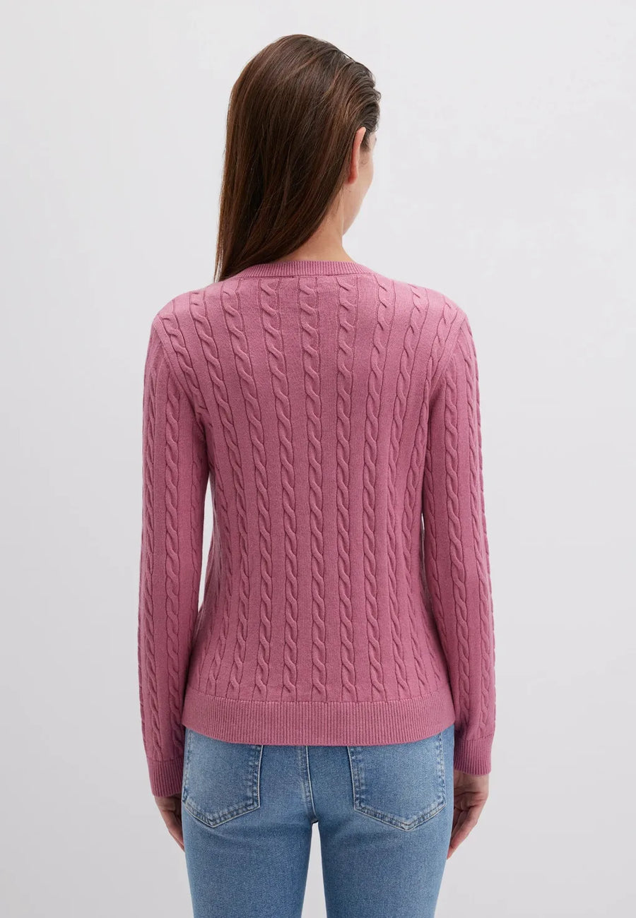 Mavi Cable Strickpullover mit V-Neck, ash rose