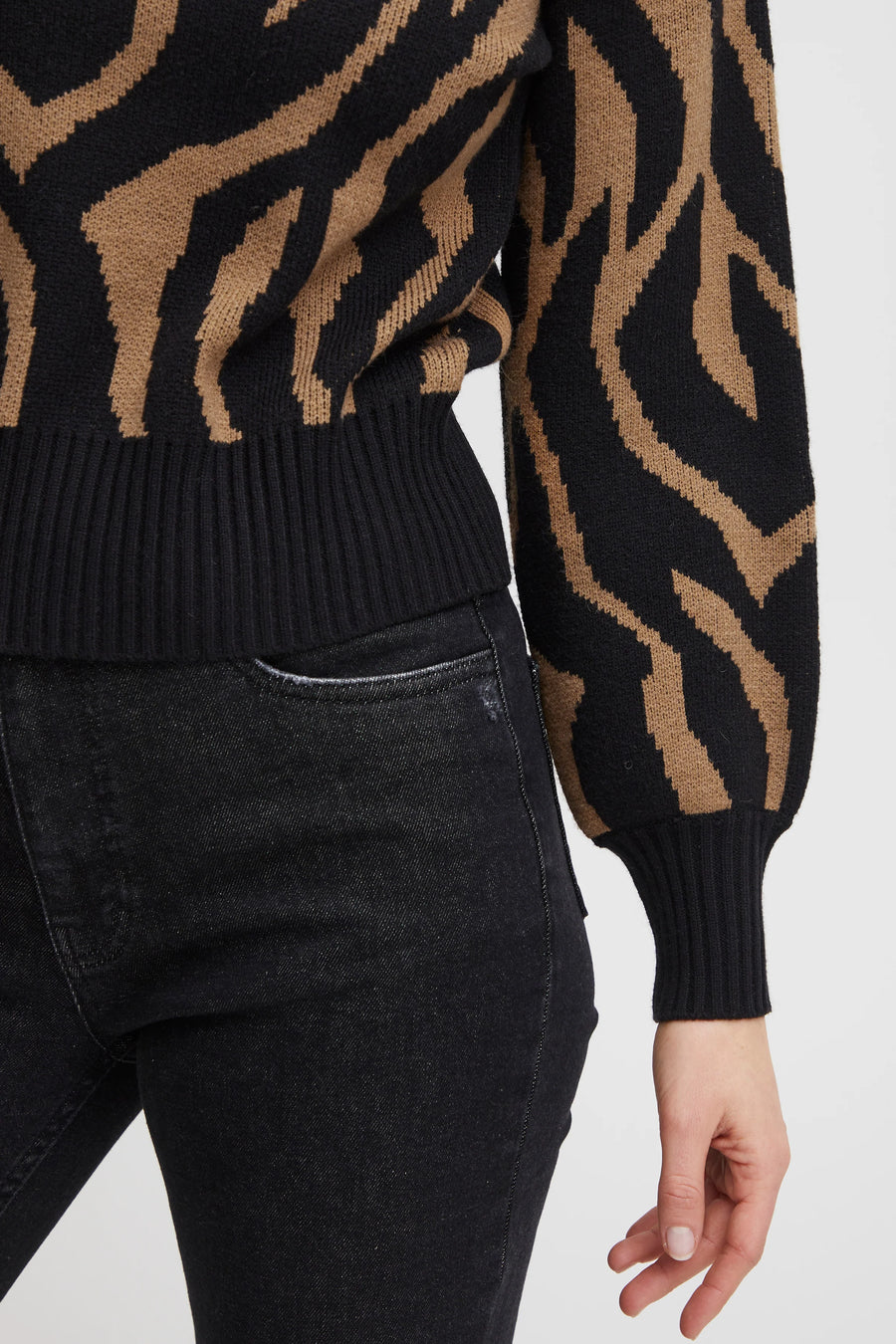 Pulz Pzdevika Short Pullover black beauty zebra braun