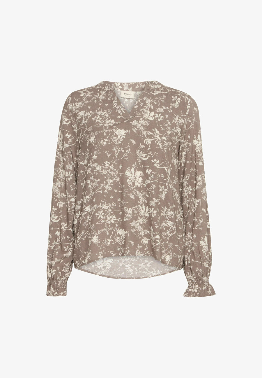 Fransa Frflowy Bluse taupe mit Blumen